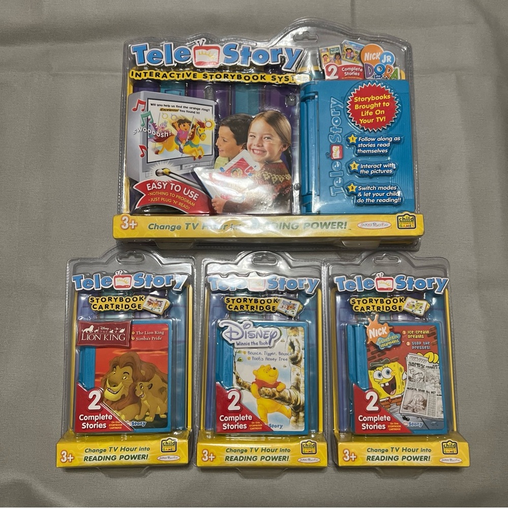Tele Story Interactive Story Book Cartridge NEW Disney Dora SpongeBob Pooh Lot